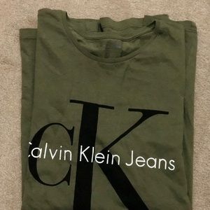 Barley worn olive green Calvin Klein t-shirt